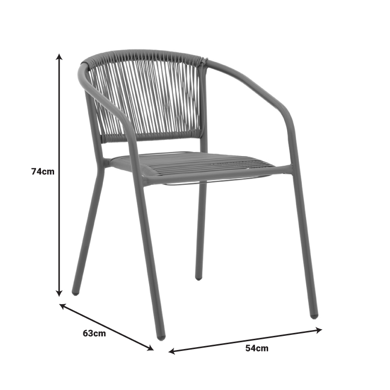 Tavolinë ngrënie Watson-Lindaria pakoworld metal-qelq antracit dhe rattan PE në nuancë natyrale 70x70x70cm