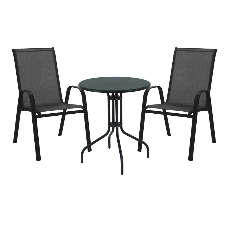 Tavolinë ngrënieje Vergo-Calan pakoworld metalike e zezë Φ60x70cm