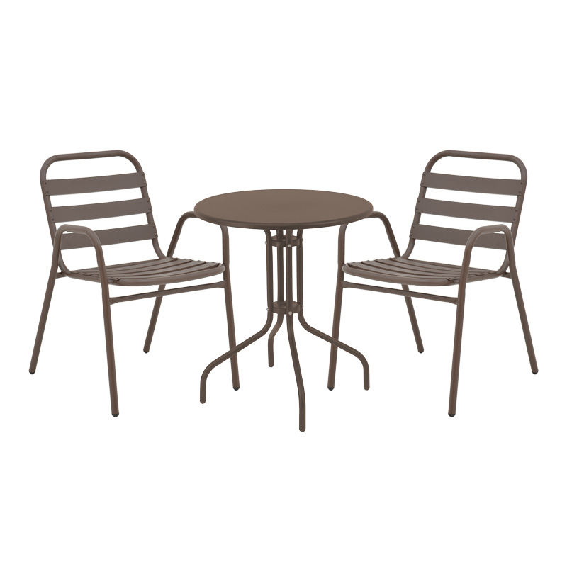 Tavolinë ngrënieje Vergo-Sussie pakoworld metal kafe Φ60x70cm