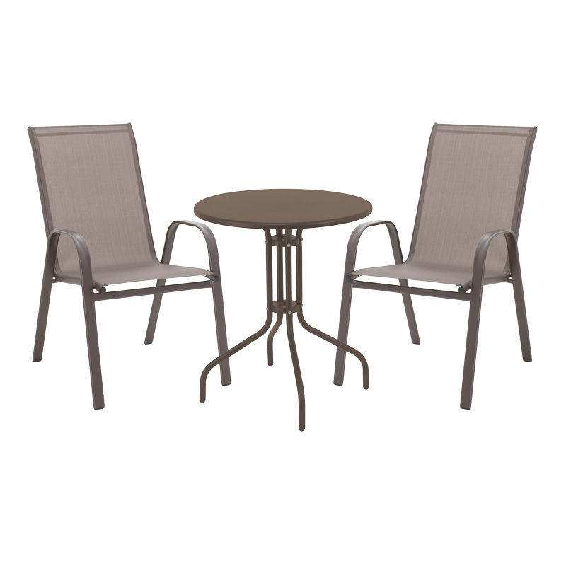 Tavolinë ngrënieje Vergo-Calan pakoworld metalike kafe Φ60x70cm