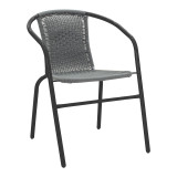 Set tavoline ngrënieje Valor-Obbi pakoworld me 5 copë metal i zi-xham-PE gri 110x60x70cm