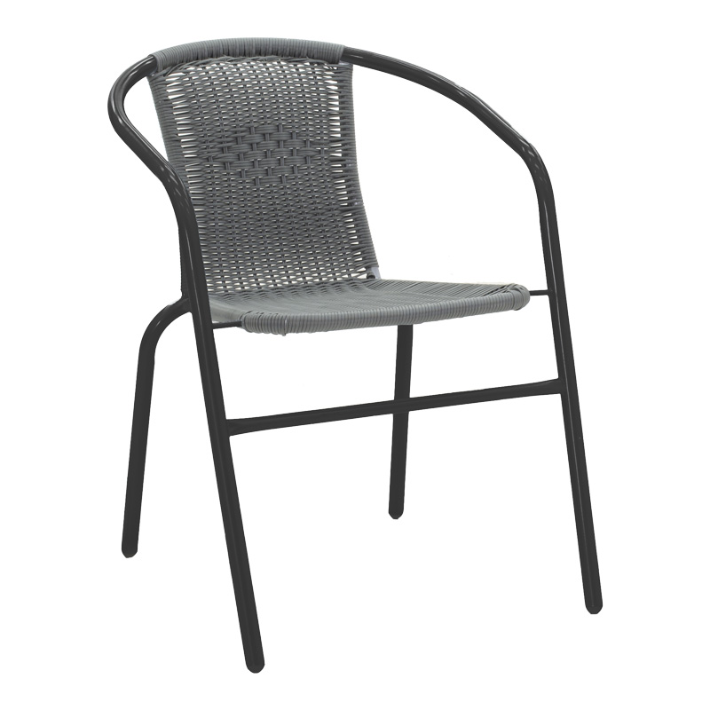Set tavoline ngrënieje Valor-Obbi pakoworld me 5 copë metal i zi-xham-PE gri 110x60x70cm