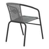 Set tavoline ngrënieje Valor-Obbi pakoworld me 5 copë metal i zi-xham-PE gri 110x60x70cm