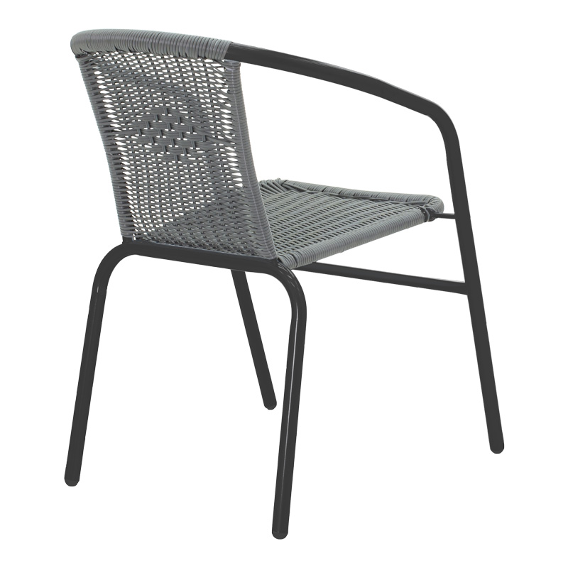Set tavoline ngrënieje Valor-Obbi pakoworld me 5 copë metal i zi-xham-PE gri 110x60x70cm