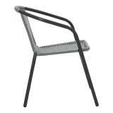 Set tavoline ngrënieje Valor-Obbi pakoworld me 5 copë metal i zi-xham-PE gri 110x60x70cm
