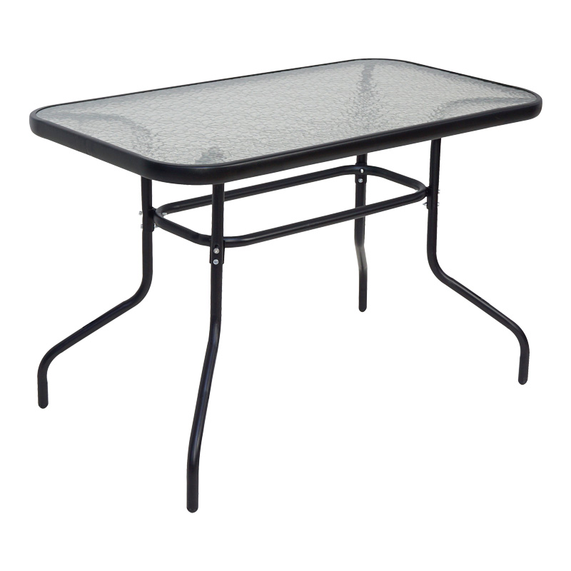 Set tavoline ngrënieje Valor-Obbi pakoworld me 5 copë metal i zi-xham-PE gri 110x60x70cm