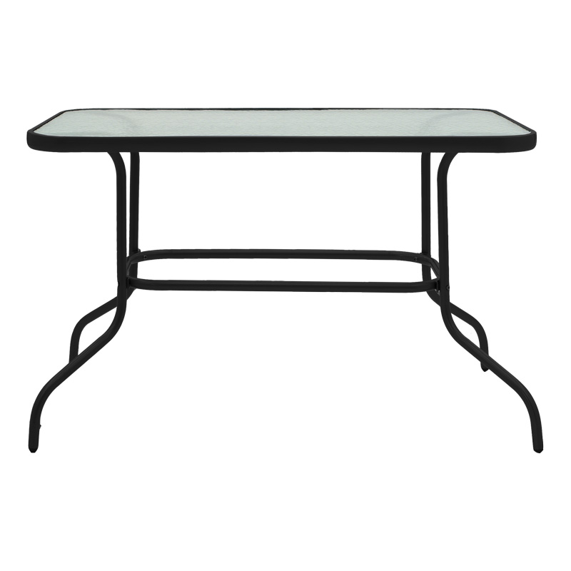 Set tavoline ngrënieje Valor-Obbi pakoworld me 5 copë metal i zi-xham-PE gri 110x60x70cm