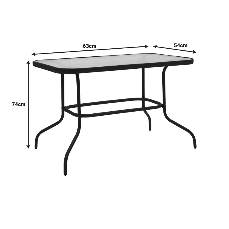 Set tavoline ngrënieje Valor-Obbi pakoworld me 5 copë metal i zi-xham-PE gri 110x60x70cm
