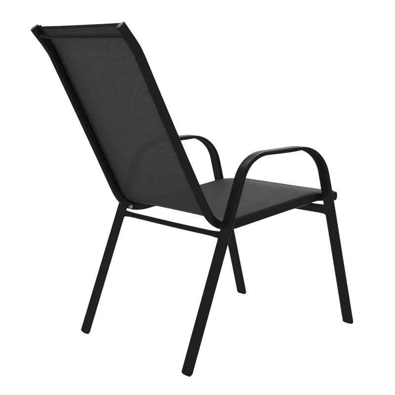 Tavolinë ngrënieje Valor-Calan pakoworld set 5 copë metal i zi-xham-tekstil i zi 110x60x70cm