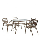 Tavolinë ngrënieje Valor-Sussie pakoworld metal kafe-xham 110x60x70cm