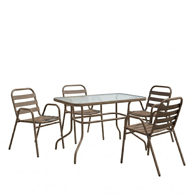 Tavolinë ngrënieje Valor-Sussie pakoworld metal kafe-xham 110x60x70cm
