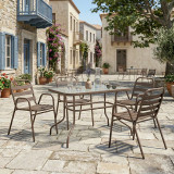 Tavolinë ngrënieje Valor-Sussie pakoworld metal kafe-xham 110x60x70cm