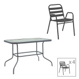 Set tavoline ngrënieje Valor-Sussie pakoworld prej 5 copash metal antracit-xham 110x60x70cm