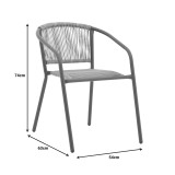 Tavolinë ngrënieje Valor-Lindaria pakoworld set me 5 pjesë metal antracit-xham-rregullim PE 110x60x70cm