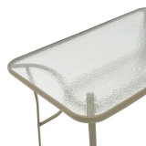 Tavolinë ngrënieje Ensure-Calan pakoworld metal-xham në ngjyrë shampanjë 140x80x70cm