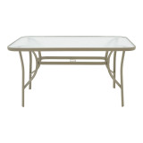Tavolinë ngrënieje Sussie-Ensure pakoworld 5 copë metal-xham në ngjyrë shampanjë 140x80x70cm