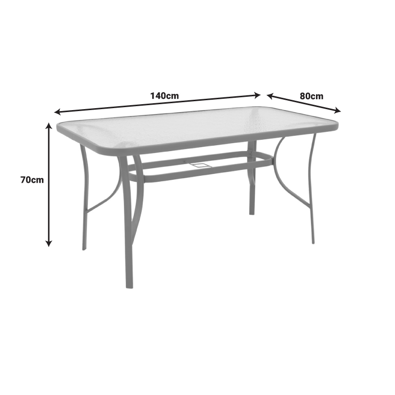 Tavolinë ngrënie Tade-Ensure pakoworld 5 copë metal-xham në ngjyrë shampanjë 140x80x70cm