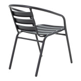 Tavolinë ngrënieje Tade-Ensure pakoworld 5 copë metal-xham në ngjyrë të zezë 140x80x70cm