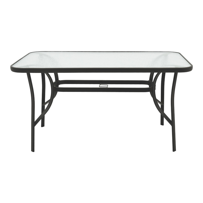Tavolinë ngrënieje Tade-Ensure pakoworld 5 copë metal-xham në ngjyrë të zezë 140x80x70cm