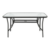 Tavolinë ngrënieje Sussie-Ensure pakoworld 5 copë metal-xham në ngjyrë të zezë 140x80x70cm