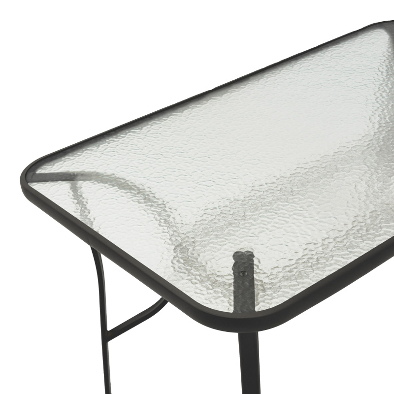 Tavolinë ngrënieje Sussie-Ensure pakoworld 5 copë metal-xham në ngjyrë të zezë 140x80x70cm
