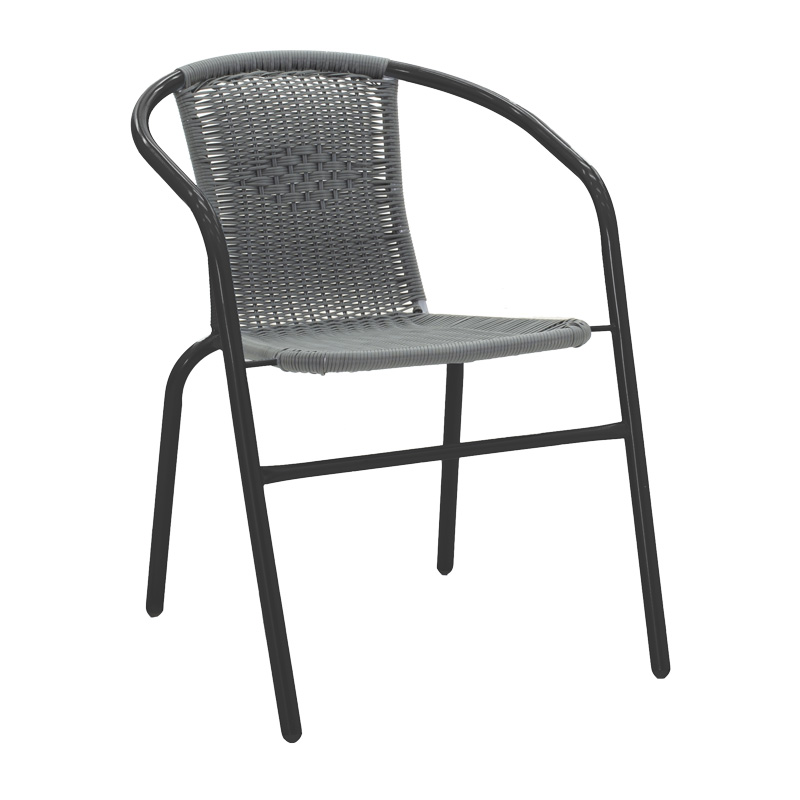 Tavolinë ngrënieje Obbi-Ensure pakoworld 5 copë metal-xham në ngjyrë të zezë 140x80x70cm