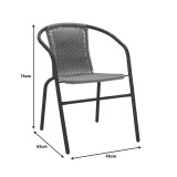 Tavolinë ngrënieje Obbi-Ensure pakoworld 5 copë metal-xham në ngjyrë të zezë 140x80x70cm