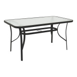 Tavolinë ngrënieje Sussie-Ensure pakoworld 7 copë metal-xham në ngjyrë të zezë 140x80x70cm