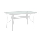 Tavolinë ngrënieje Calan-Ensure pakoworld 5 copë metal-xham në ngjyrë të bardhë 120x70x70cm