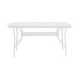 Tavolinë ngrënieje Calan-Ensure pakoworld 5 copë metal-xham në ngjyrë të bardhë 120x70x70cm