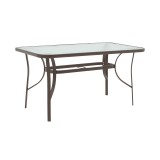 Tavolinë ngrënieje Sussie-Ensure pakoworld 5 copë metal-xham në ngjyrë kafe 120x70x70cm