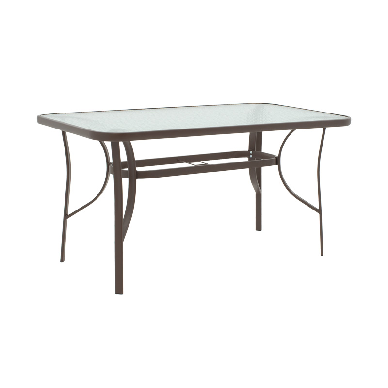 Tavolinë ngrënieje Sussie-Ensure pakoworld 5 copë metal-xham në ngjyrë kafe 120x70x70cm
