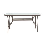 Tavolinë ngrënieje Sussie-Ensure pakoworld 5 copë metal-xham në ngjyrë kafe 120x70x70cm