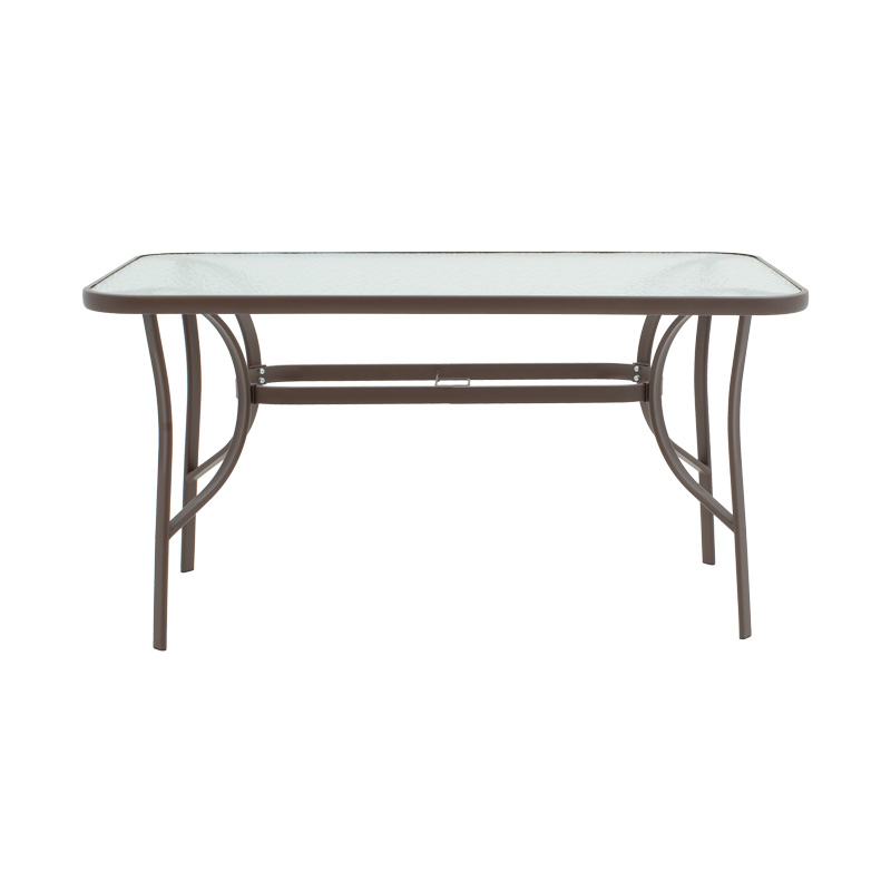Tavolinë ngrënieje Sussie-Ensure pakoworld 5 copë metal-xham në ngjyrë kafe 120x70x70cm
