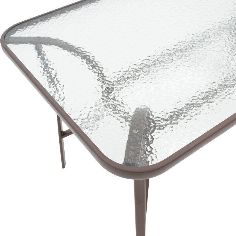 Tavolinë ngrënieje Sussie-Ensure pakoworld 5 copë metal-xham në ngjyrë kafe 120x70x70cm
