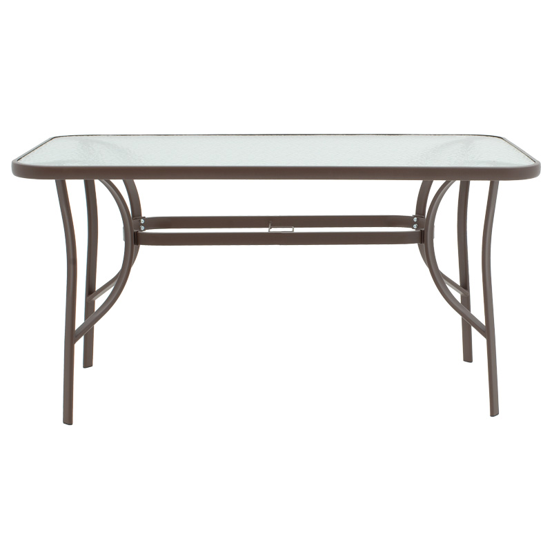 Tavolinë ngrënie Ensure-Obbi pakoworld 5 copë metal në nuancë kafe 140x80x70cm