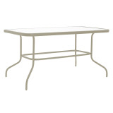 Set ngrënieje Valor-Lindaria pakoworld 5 copë metal në ngjyrë shampanjë dhe rrethim PE në nuancë natyrale 110x60x70cm