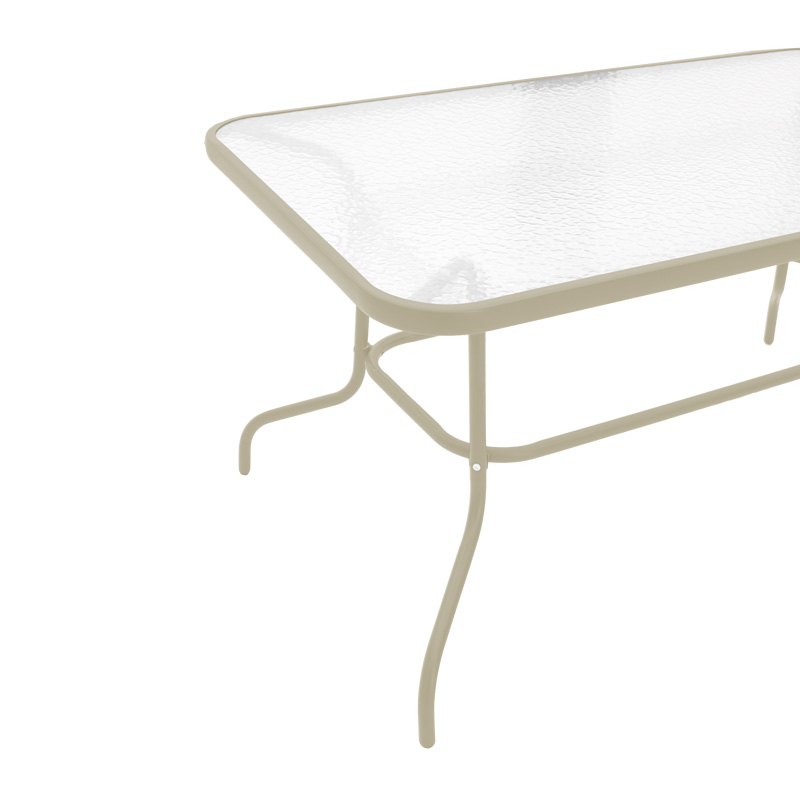 Set ngrënieje Valor-Lindaria pakoworld 5 copë metal në ngjyrë shampanjë dhe rrethim PE në nuancë natyrale 110x60x70cm