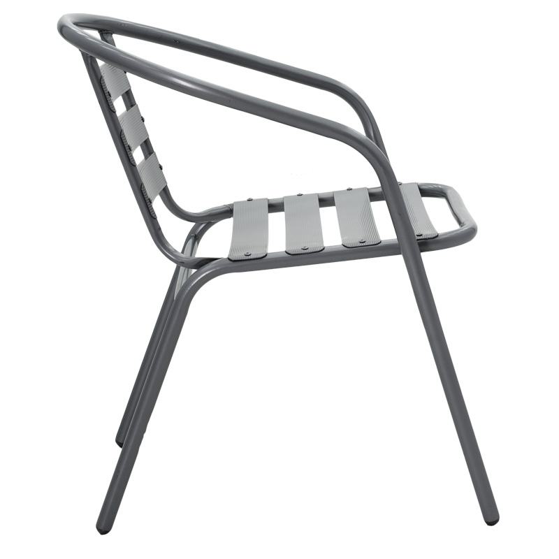 Set ngrënieje 5 copë Ensure-Tade pakoworld metal-xham gri e errët 120x70x70cm
