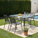 Set ngrënieje 5 copë Ensure-Sussie pakoworld metal-xham gri e errët 120x70x70cm