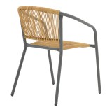 Tavolinë ngrënieje Ensure-Lindaria pakoworld set prej 5 copësh metal në antracit dhe rregullim pe në nuancë natyrale 120x70x70cm