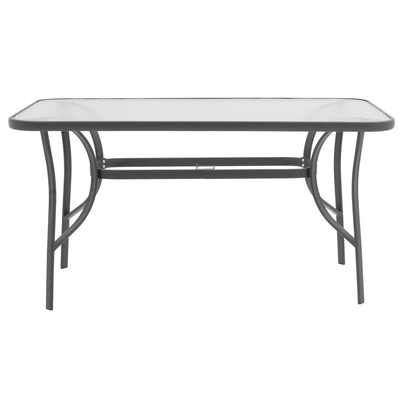 Tavolinë ngrënieje Ensure-Lindaria pakoworld set prej 5 copësh metal në antracit dhe rregullim pe në nuancë natyrale 120x70x70cm