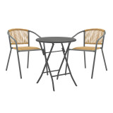Set ngrënieje Albero-Lindaria pakoworld 3 copë metal në nuancë antracit
