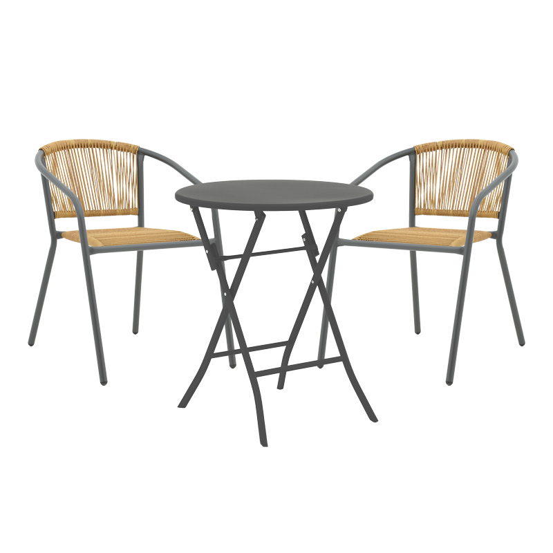 Set ngrënieje Albero-Lindaria pakoworld 3 copë metal në nuancë antracit