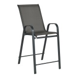 Stol bari me lartësi mesatare Calan pakoworld metal-textilene në ngjyrë gri të errët 55x70x114cm