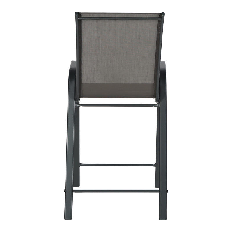 Stol bari me lartësi mesatare Calan pakoworld metal-textilene në ngjyrë gri të errët 55x70x114cm