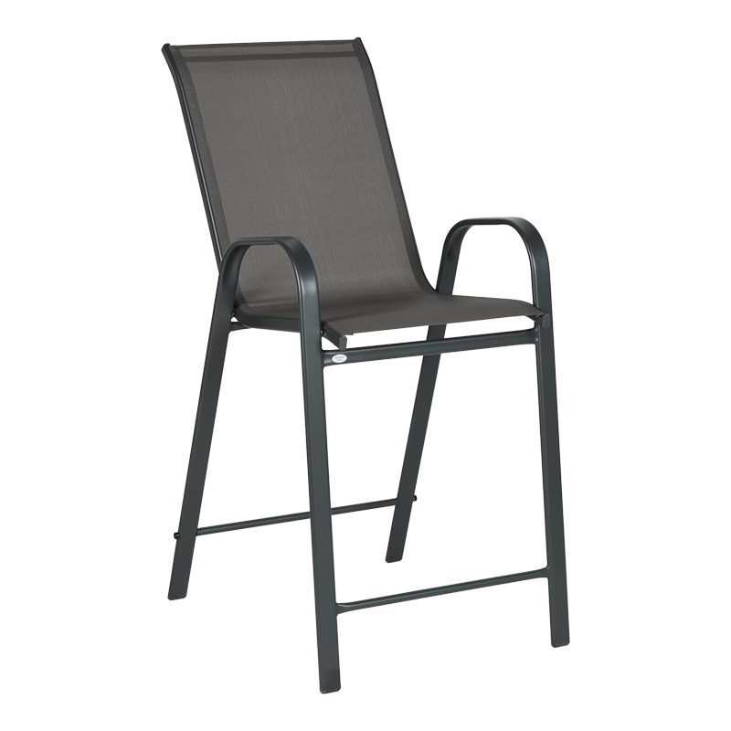 Stol bari me lartësi mesatare Calan pakoworld metal-textilene në ngjyrë gri të errët 55x70x114cm