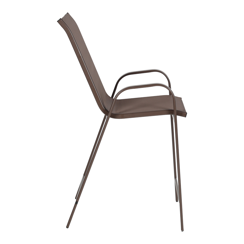 Stol bari me lartësi mesatare Calan pakoworld metal kafe e errët-textilene në ngjyrë kafe 55x70x114cm