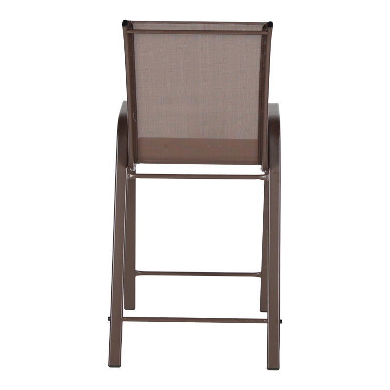 Stol bari me lartësi mesatare Calan pakoworld metal kafe e errët-textilene në ngjyrë kafe 55x70x114cm