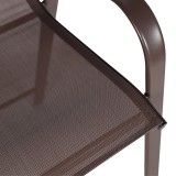 Stol bari me lartësi mesatare Calan pakoworld metal kafe e errët-textilene në ngjyrë kafe 55x70x114cm